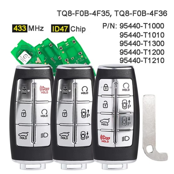 2021 Hyundai Genesis G80 / 6-Button Smart Key / PN: 95440-T1000/PN: 95440-T1200/PN: 95440-T1210 / TQ8-FOB-4F35 (AFTERMARKET)